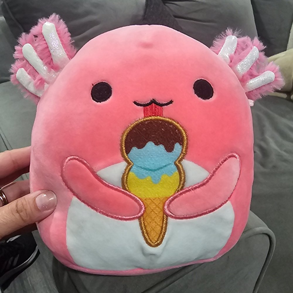 Squishmallow Pink Archie Axolotl Ice Cream